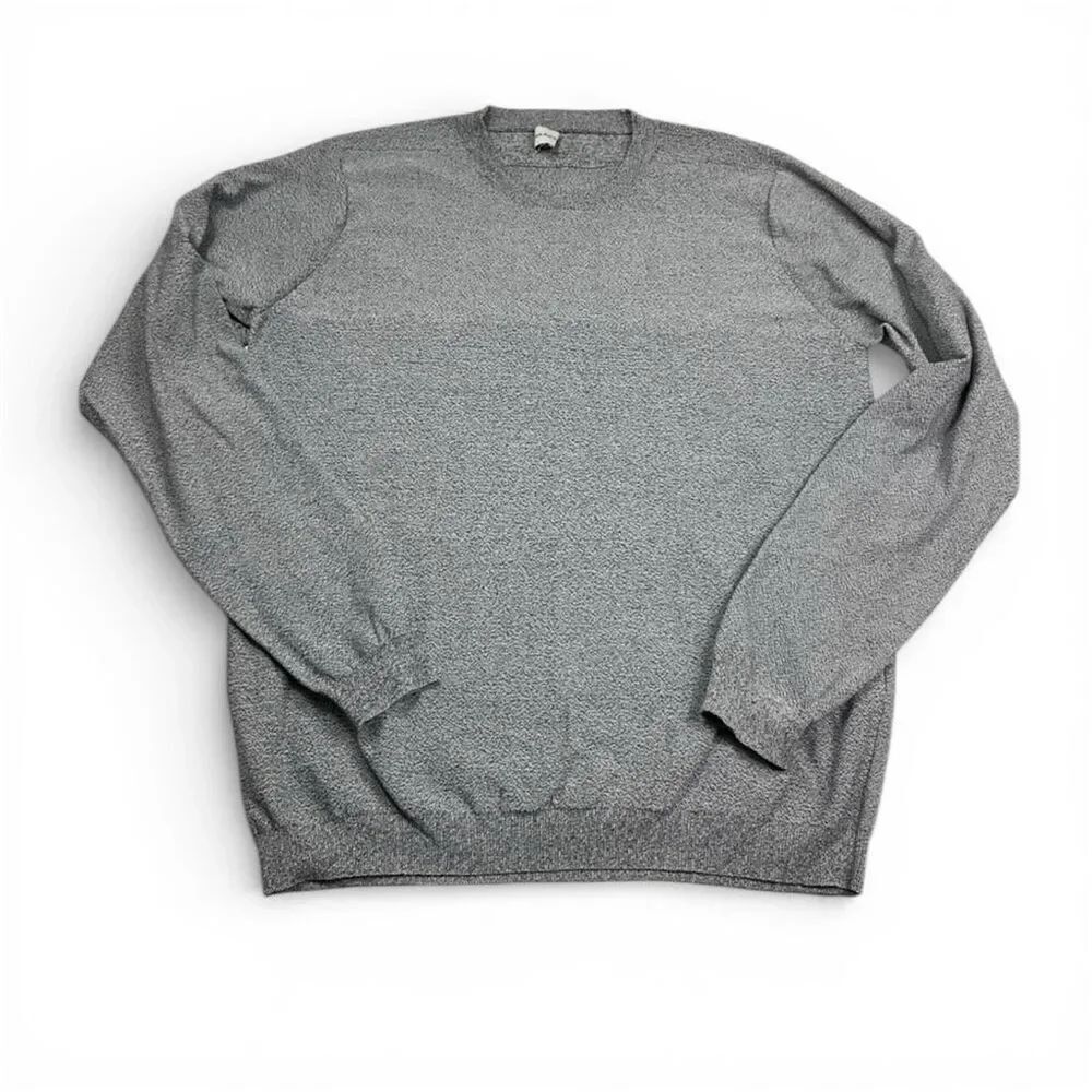 Frank & Oak Mens Classic Sweater Black White Textured Knit Workwear Pullover M/L